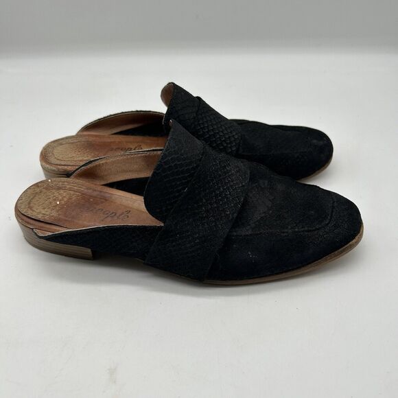 FREE PEOPLE At Ease Mule Women Black Suede Leather Slide Shoe size 38 US 8 - Picture 4 of 7